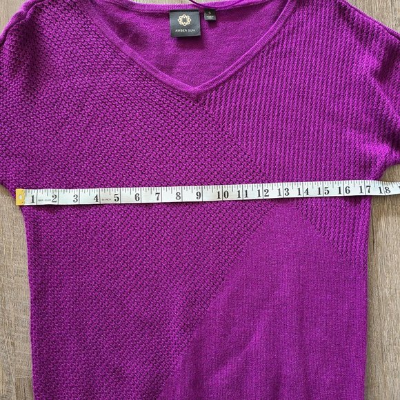 Amber Sun Wool Blend V-Neck Sweater Purple Women's Size S - Picture 6 of 7